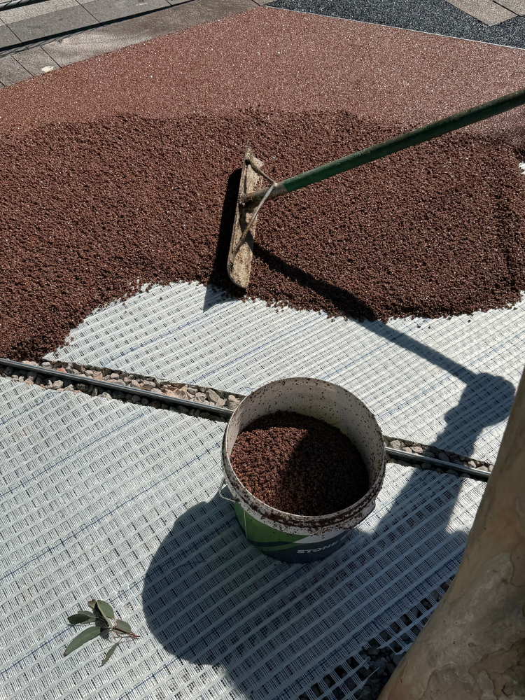 Premium UVR was mixed and hand-trowelled into the individual sections