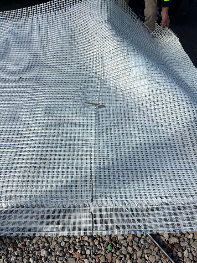The triple-layer StoneSet Mesh & Go reinforcement system was installed